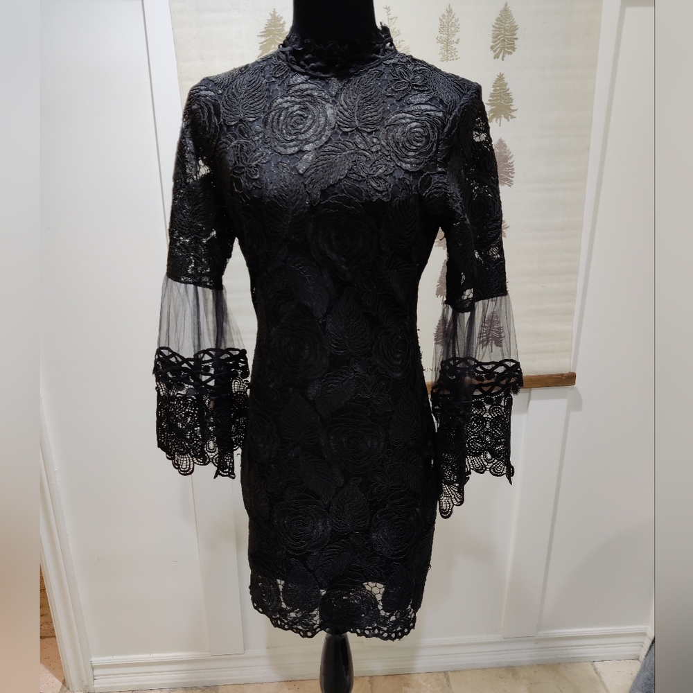 Monaco Black Lace Mini Dress